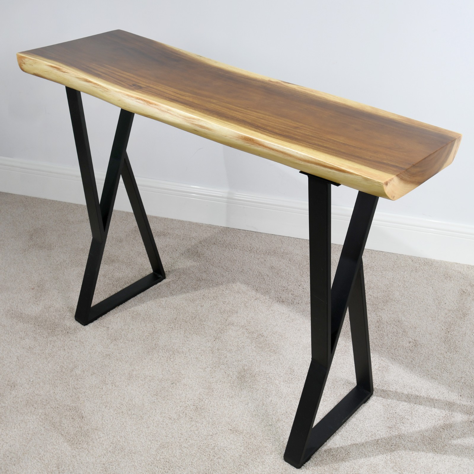 Rustic Suar Wood Console Table Natural Edge Sofa Table for Living Room Entryway