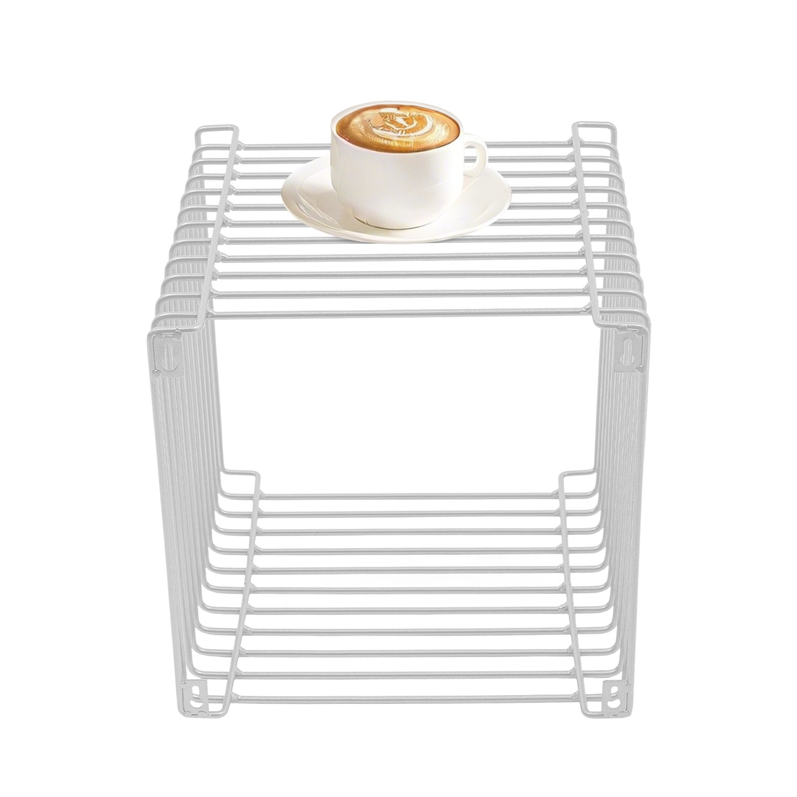 Side Table, Square Geometry Side Table, Linear Metal End Table