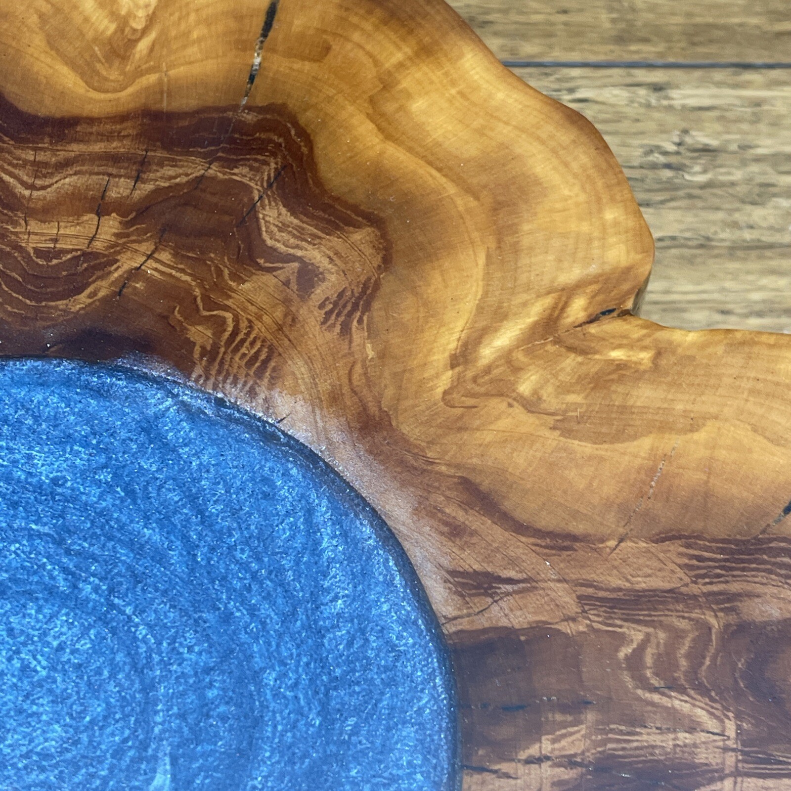 Handmade Florida Cedar Tree Slice Blue Pool Epoxy Lazy Susan Apathetic Annie