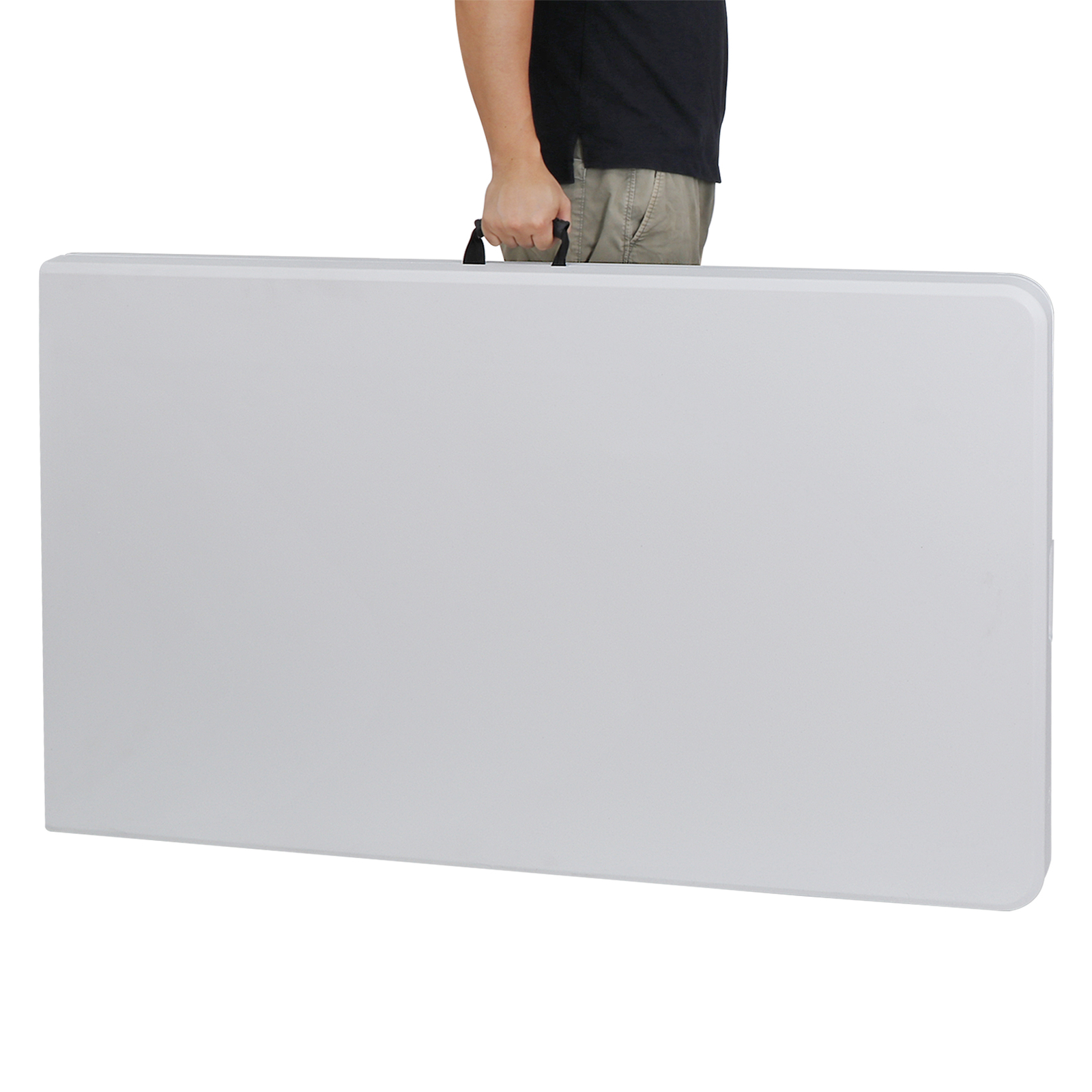 8FT Indoor Outdoor Plastic Folding Table with Portable Handle, White