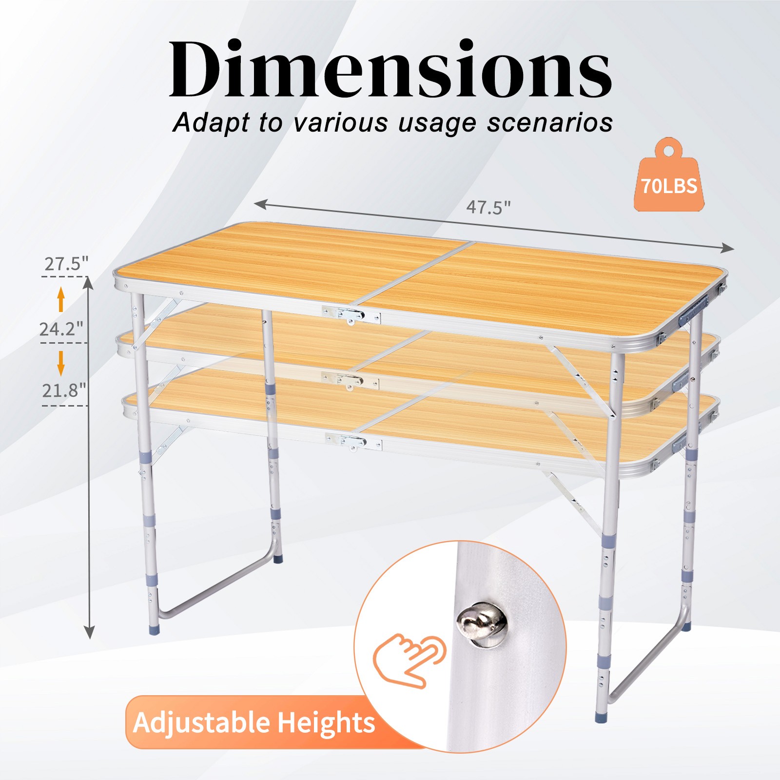 Aluminum Folding Table 4 ft Portable Indoor Outdoor Picnic Party Camping Tables