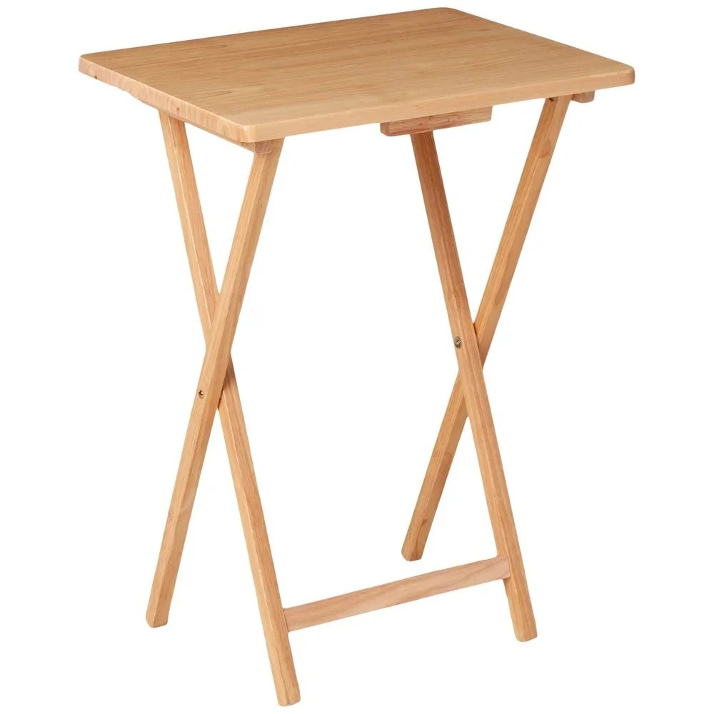 Folding TV Tray Table Portable Snack Laptop Desk Small Space Side Table Wood