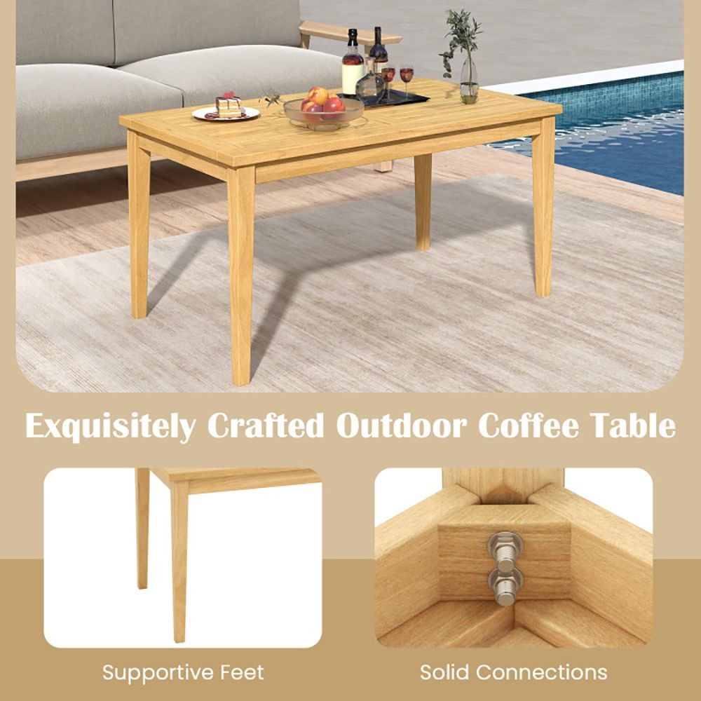 35.5in x 20in x 18in Teak Wood Slatted Outdoor Coffee Table 90lb