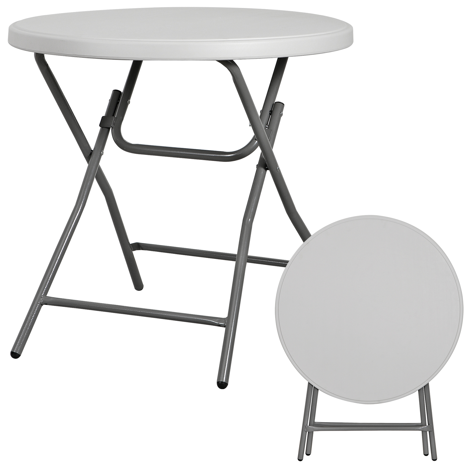 32″ Folding Table Round Plastic Cafe Dining Card Table In/Outdoor Party White