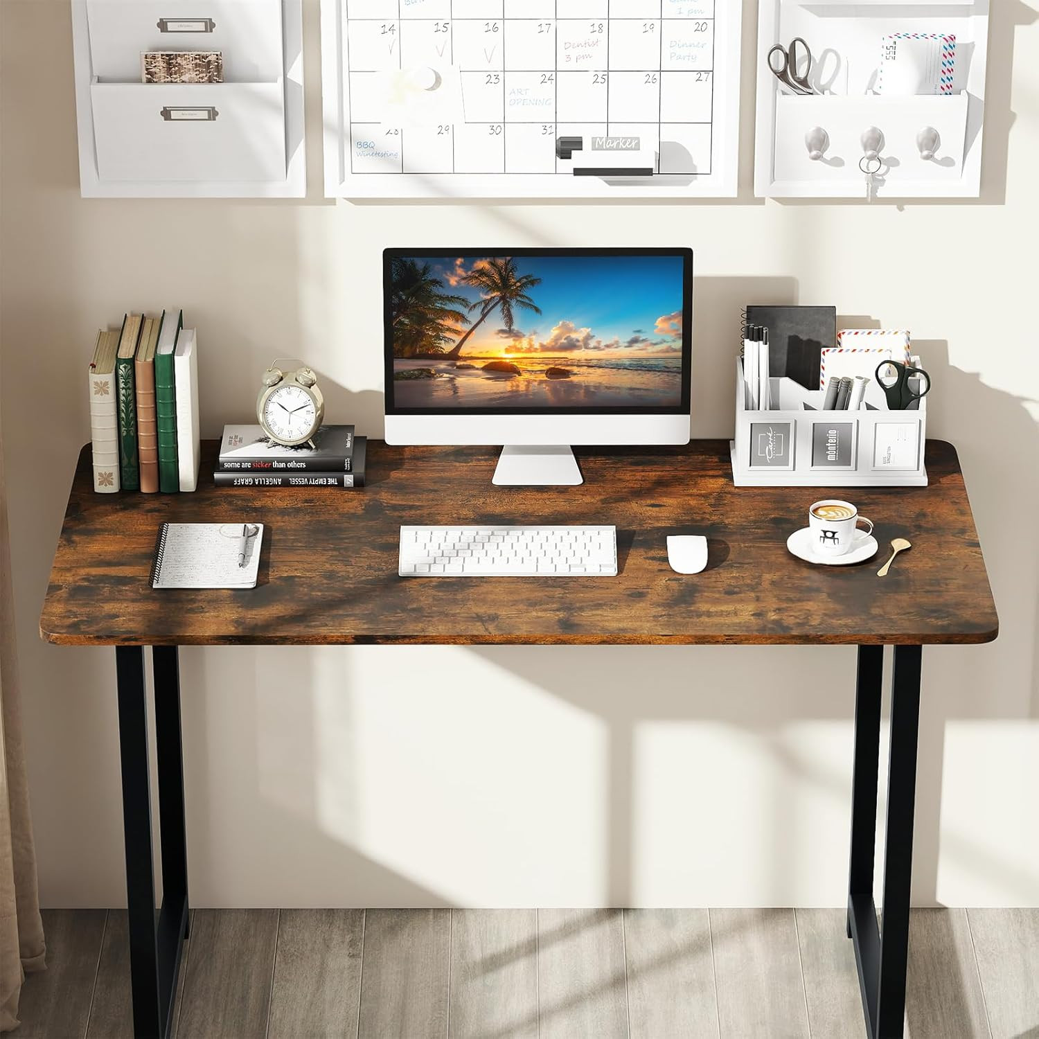 48″ x 24″ Adjustable Wood Table Top for Home Office & DIY Projects, Brown