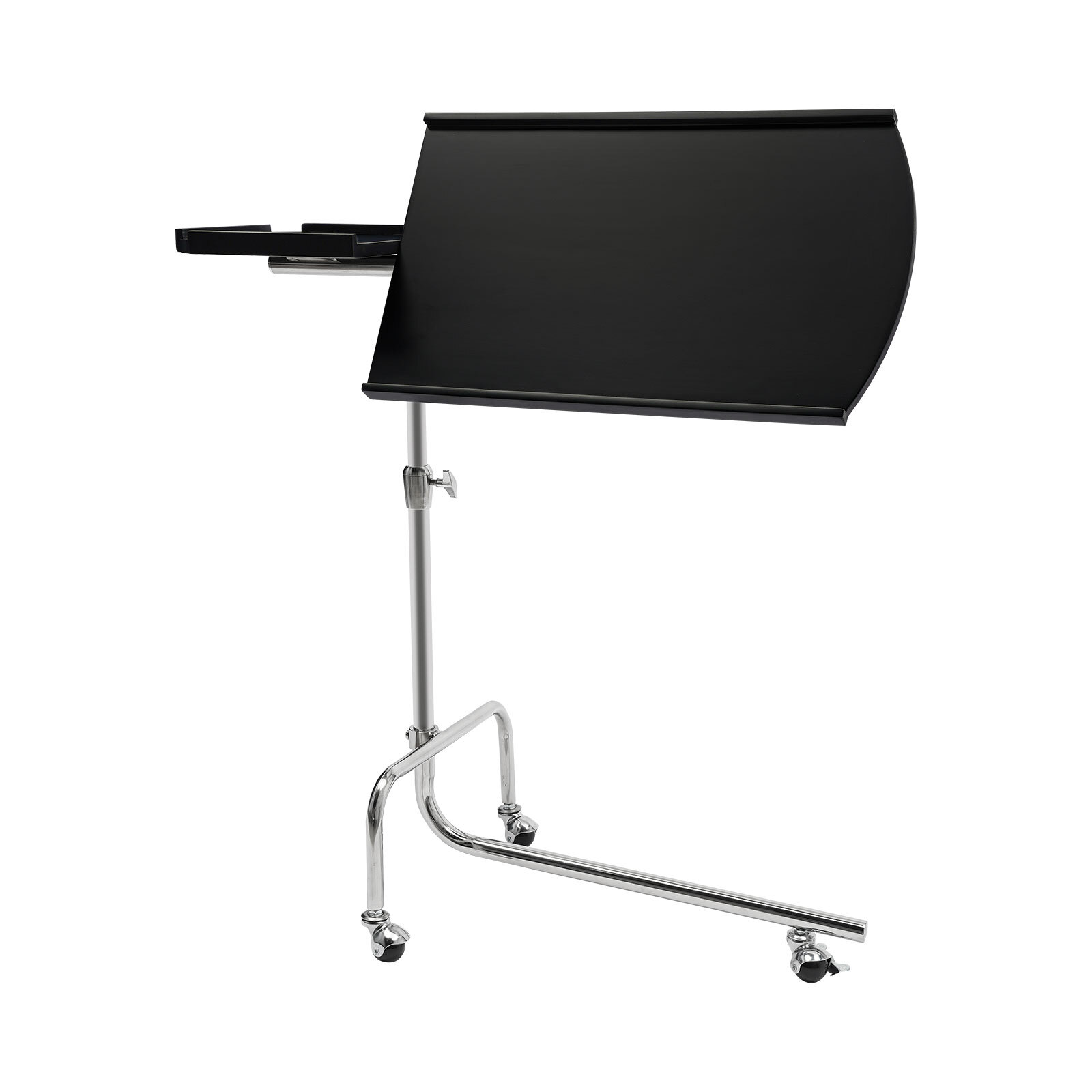 Modern Black Free-standing Adjustable Wood Swivel Tray Table w/ Ergonomic Stand