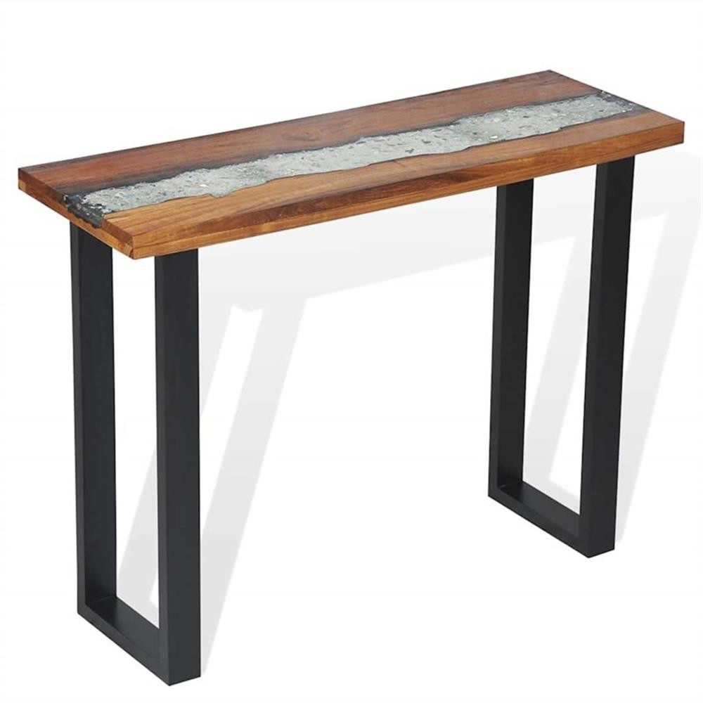 Pemberly Row Contemporary 39.4″X13.8″X29.5″ Teak Console Table in Brown