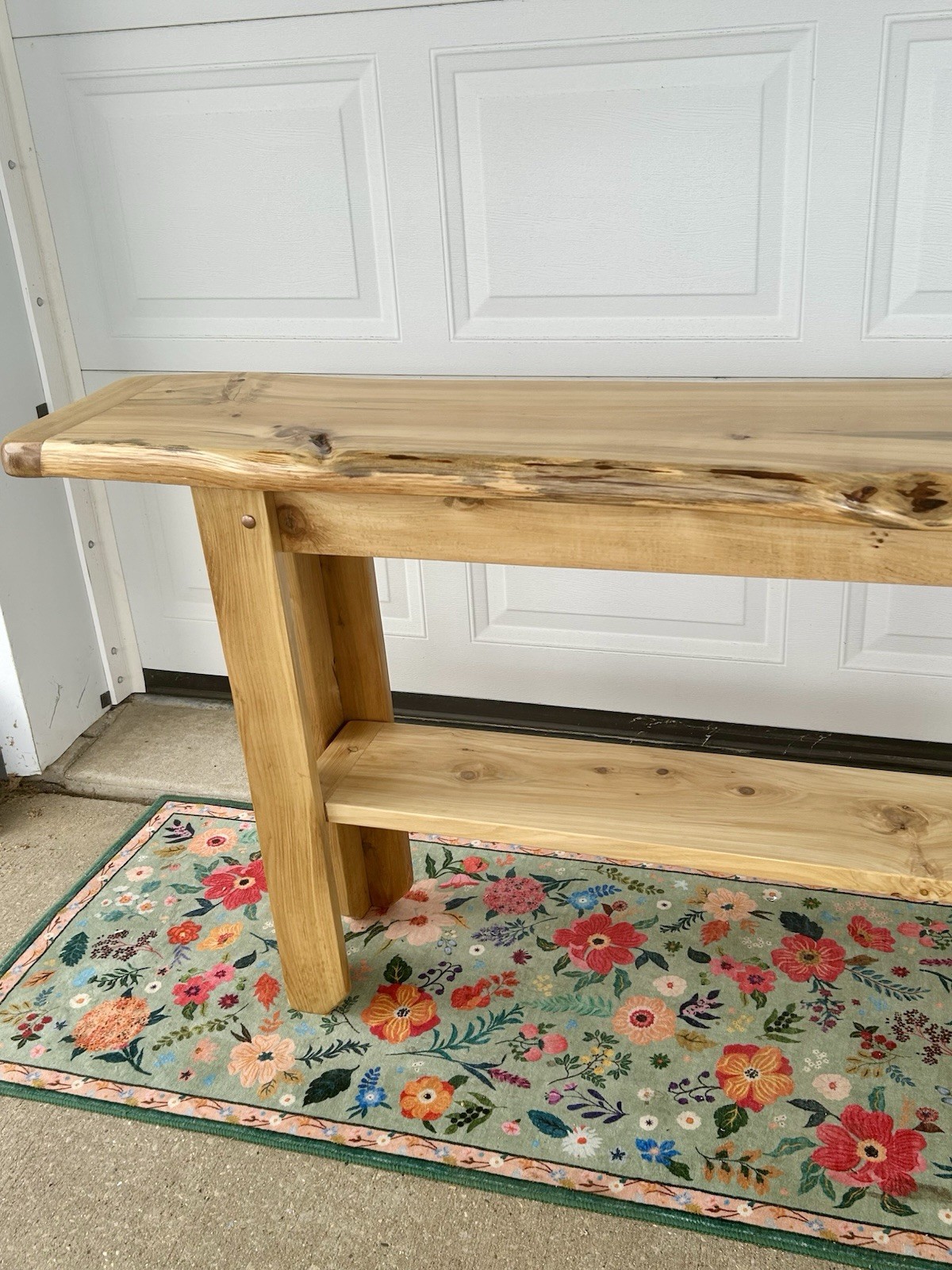 Thick Live Edge Sofa Entry Table 57″x16″ Natural Finish Northern White Cedar