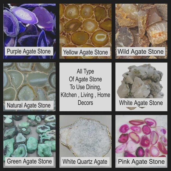 18″ Agate Stone Coffee Table Top Multi Color Resin Inlay Handmade Home Decor Art