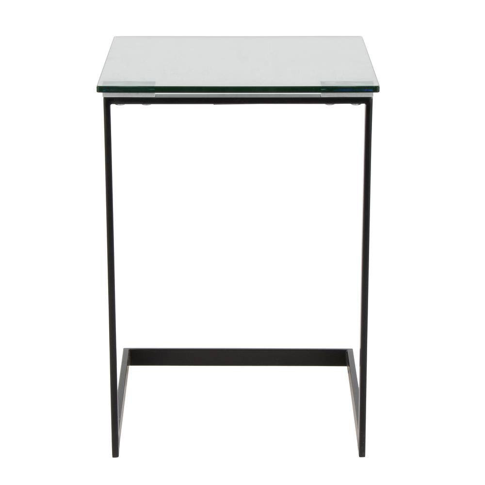 Zenn 15.75 In. Clear Glass and Black Metal Square End Table
