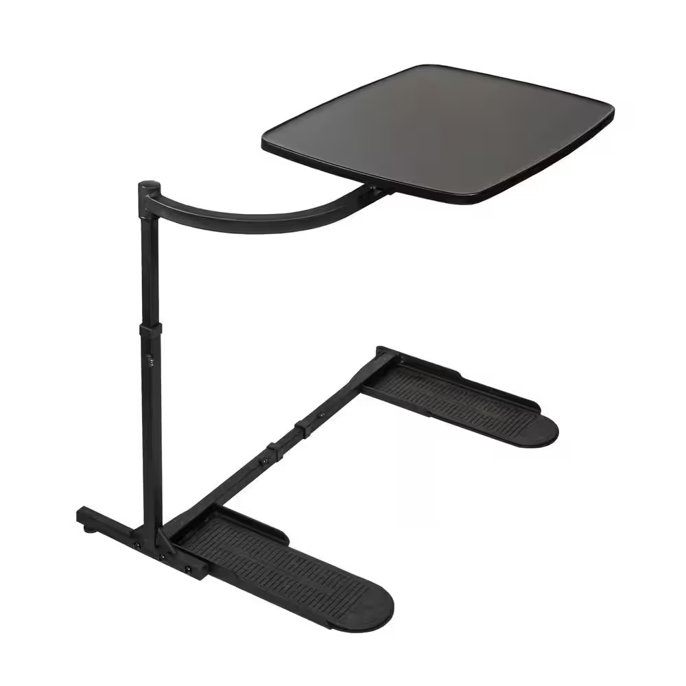 Wonder Tray 20 In. X 15 In. Black Rectangular MDF End Table with 360 ° Swivel Ar