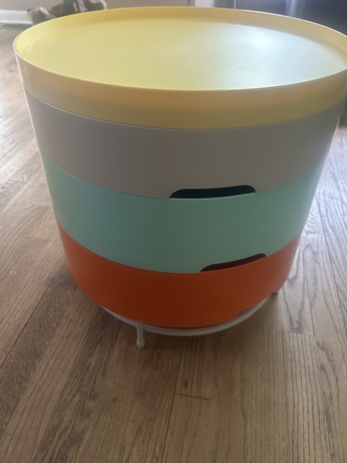 Vintage Ikea PS 2014 Retro Round Colorful Plastic Compartment Storage Side Table