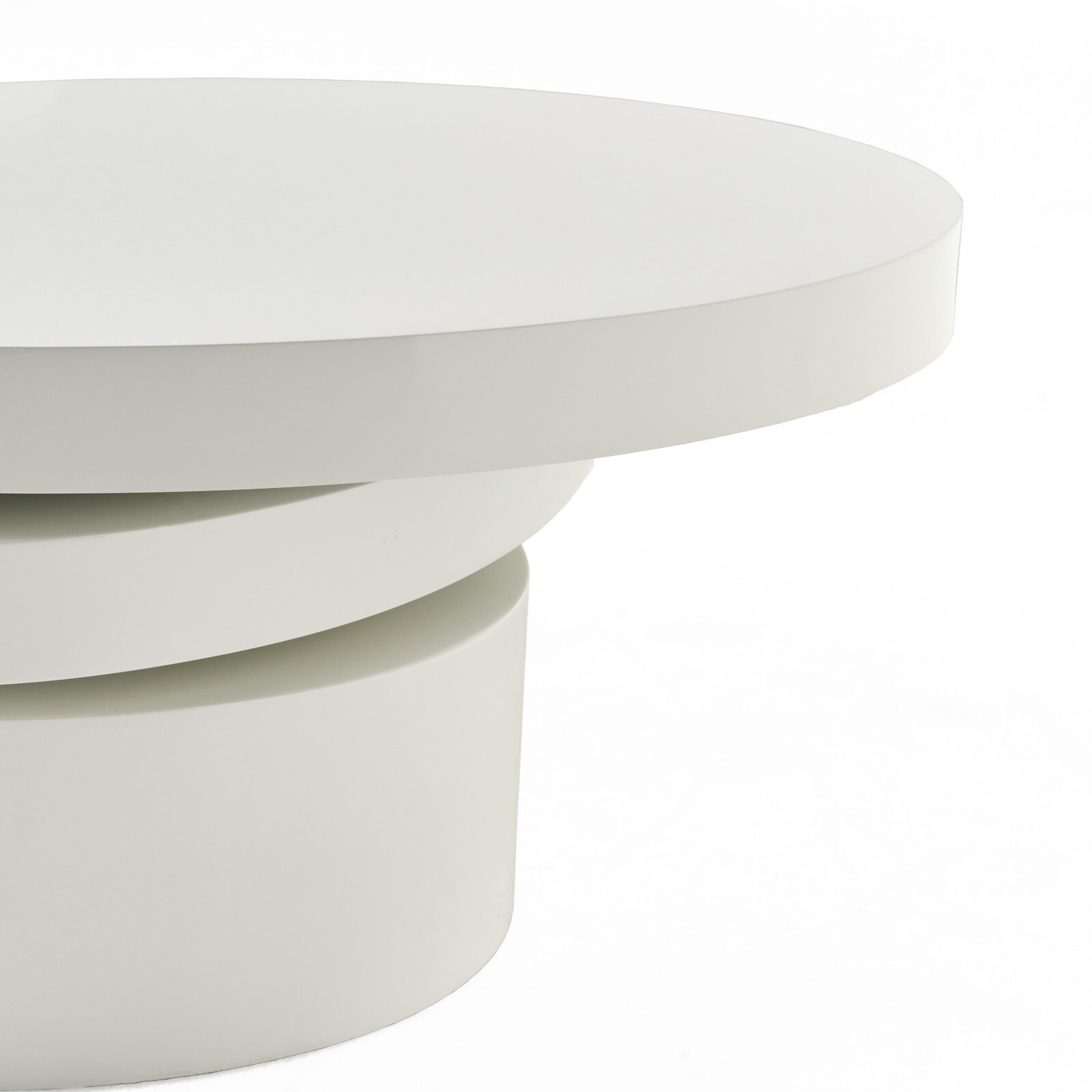 Modern Small Oval Rotatable Coffee Table, Glossy White