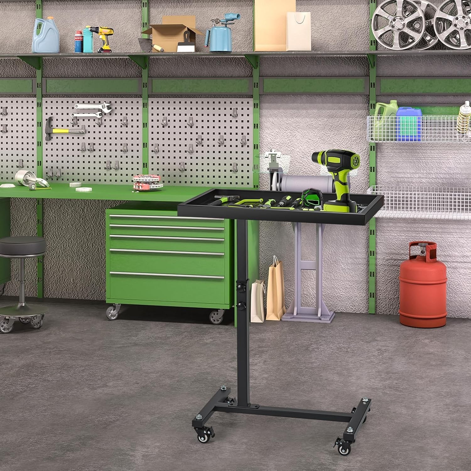 Heavy Duty Adjustable Tool Cart with 4 Large Wheels – Perfect for DIY Projects