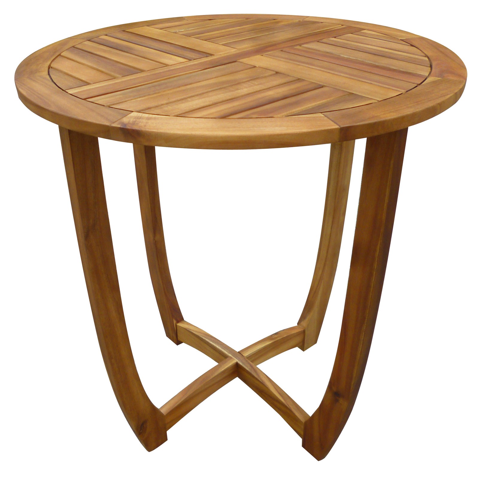 27.5″ Round Acacia Wood Outdoor Accent Table Teak Finish