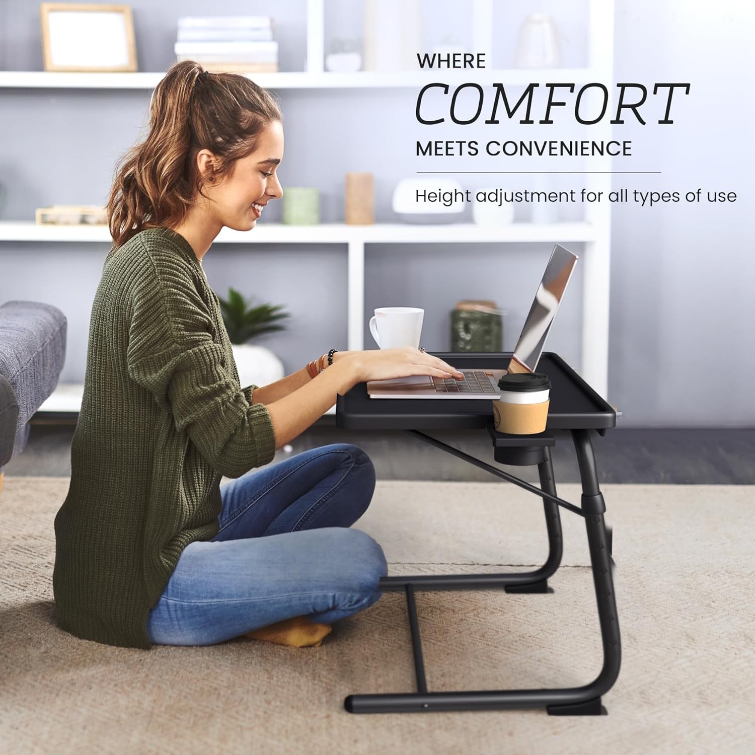 Adjustable TV Tray Table Portable Folding Laptop Desk Dinner Bed Sofa Tray Table