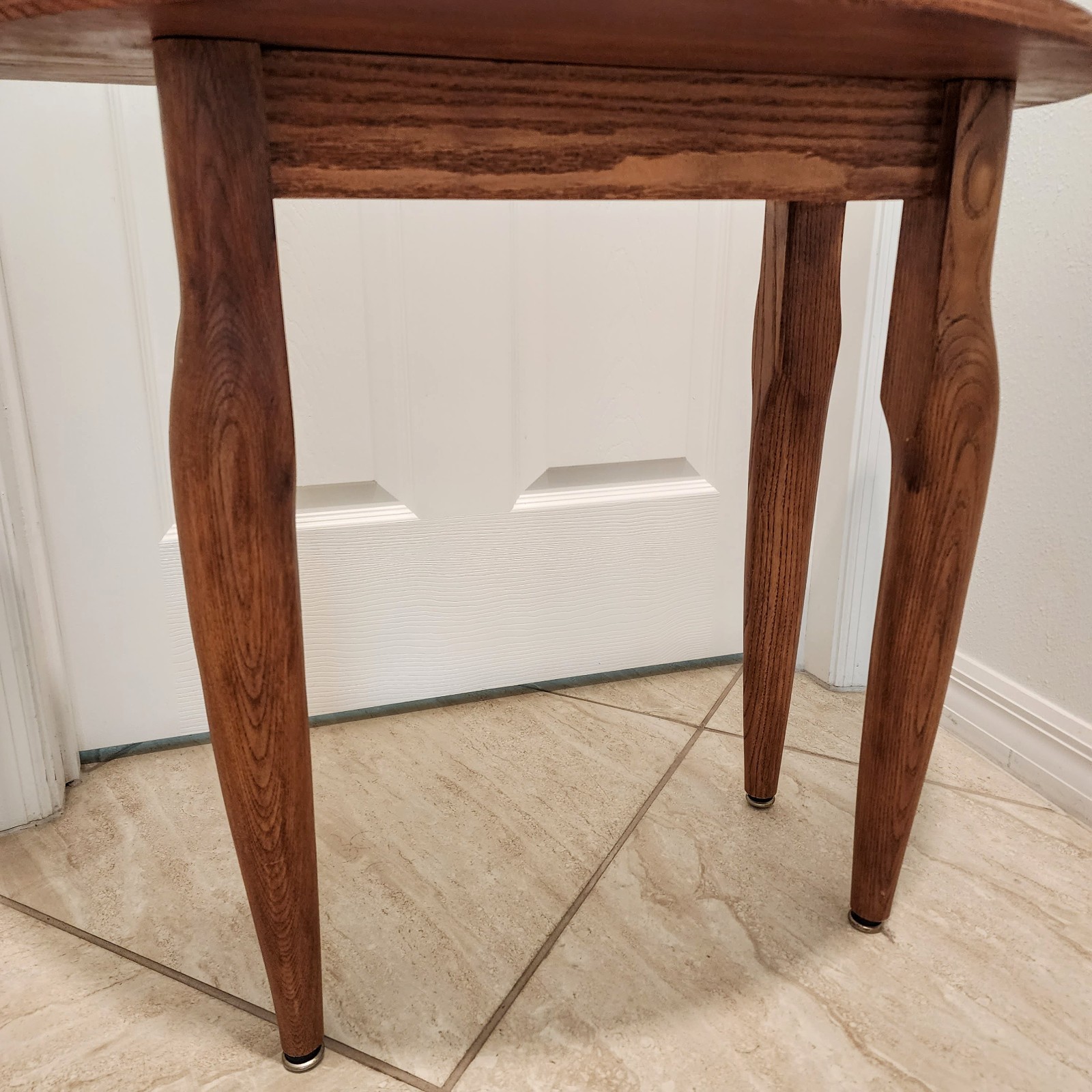 Vintage Demilune Console Table Unique Mid-Century Shaped Legs Solid Wood 24″H