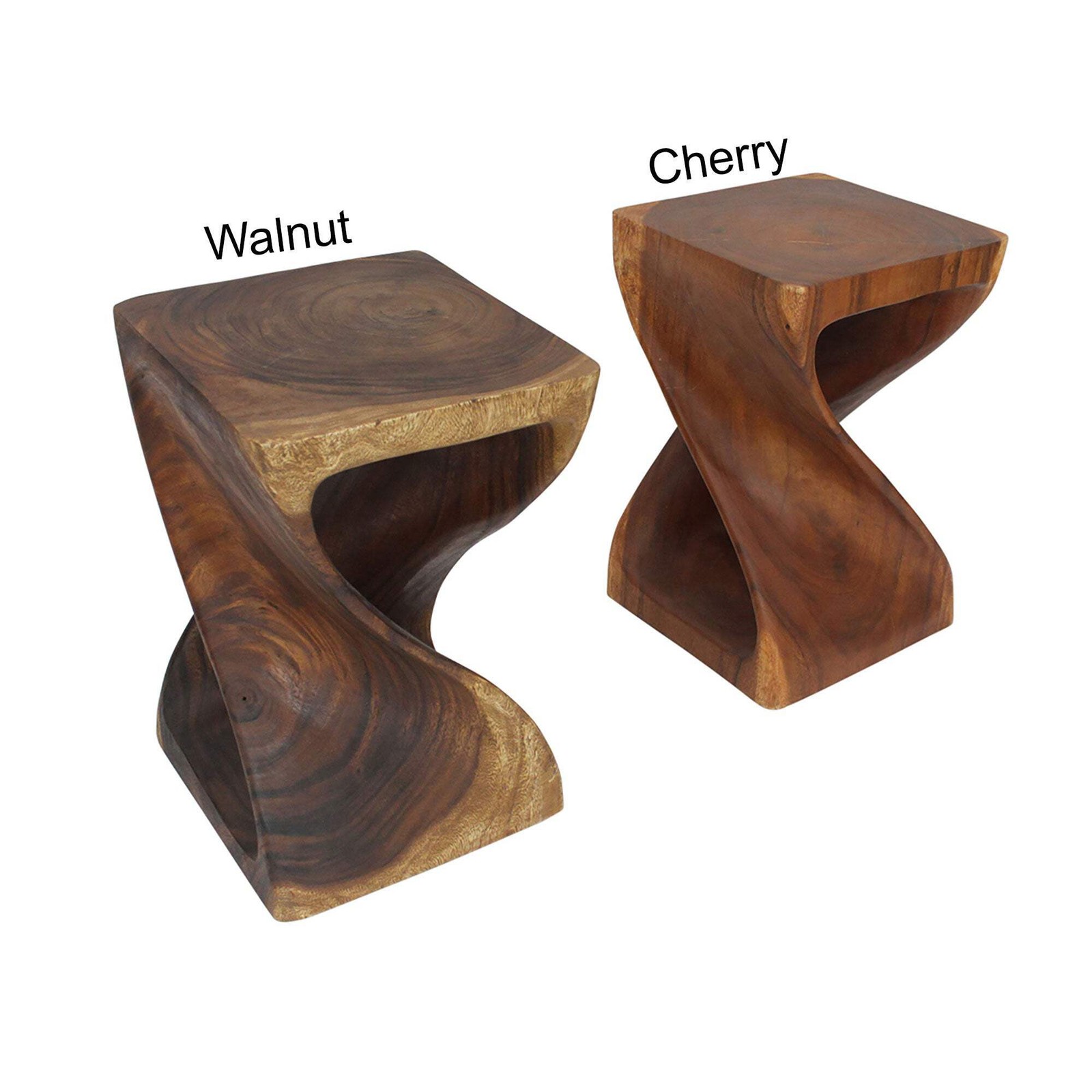 Haussmann Wood Twist End Table 15x15x23 in Height Walnut Oil