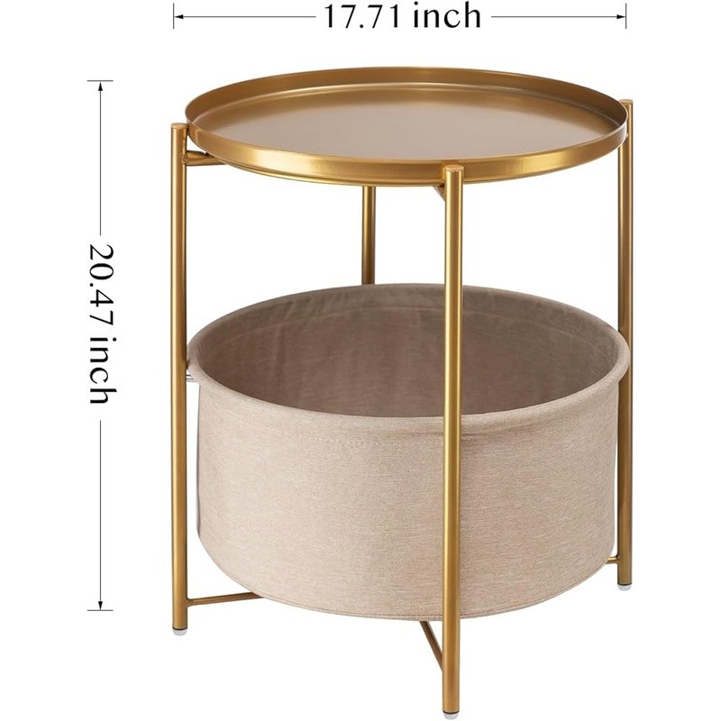 Versatile Removable Tray Side Table W/ Storage Basket Bedroom Living Room New