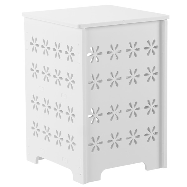 2-Tier Side Table with Storage Nightstand Opening For Indoor Outdoor White