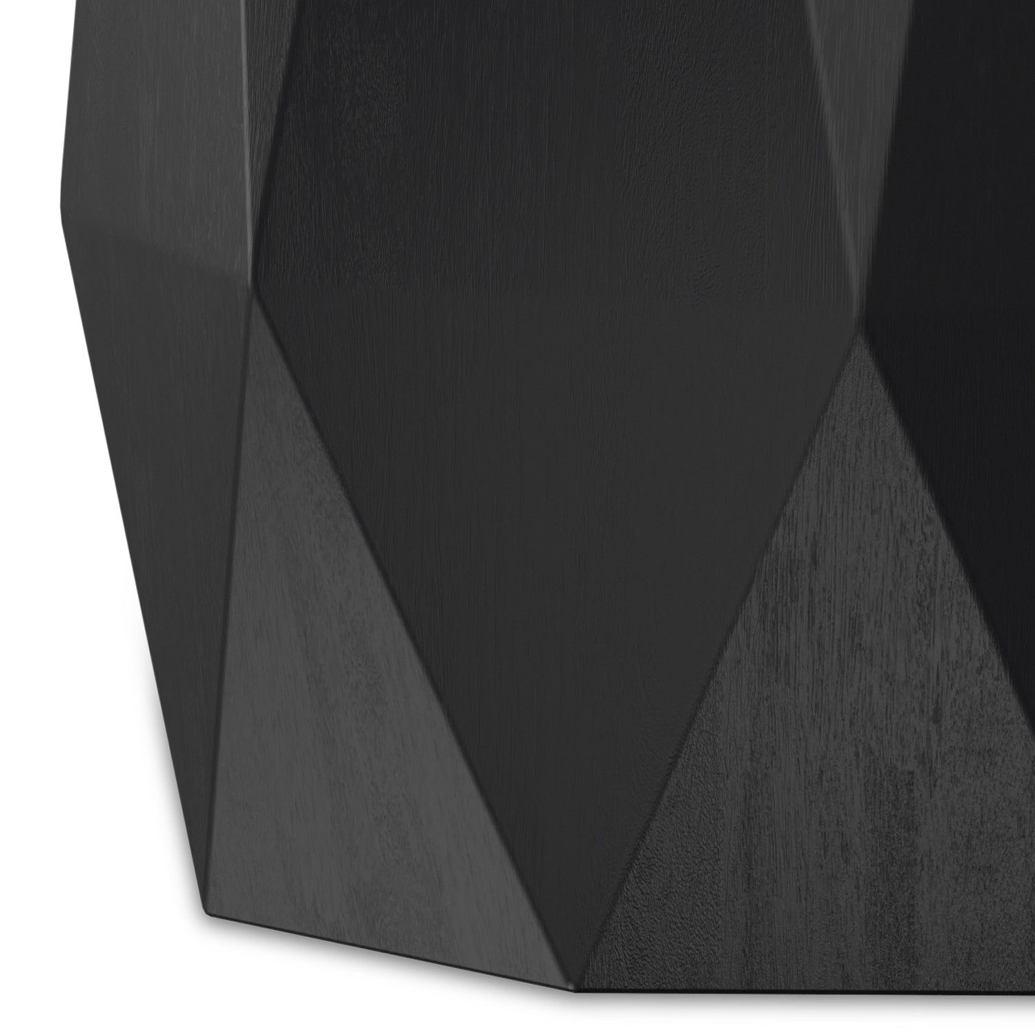 Kurt ACACIA WOOD 15″ Wide Polygon Side Table in Black & Fully Assembled