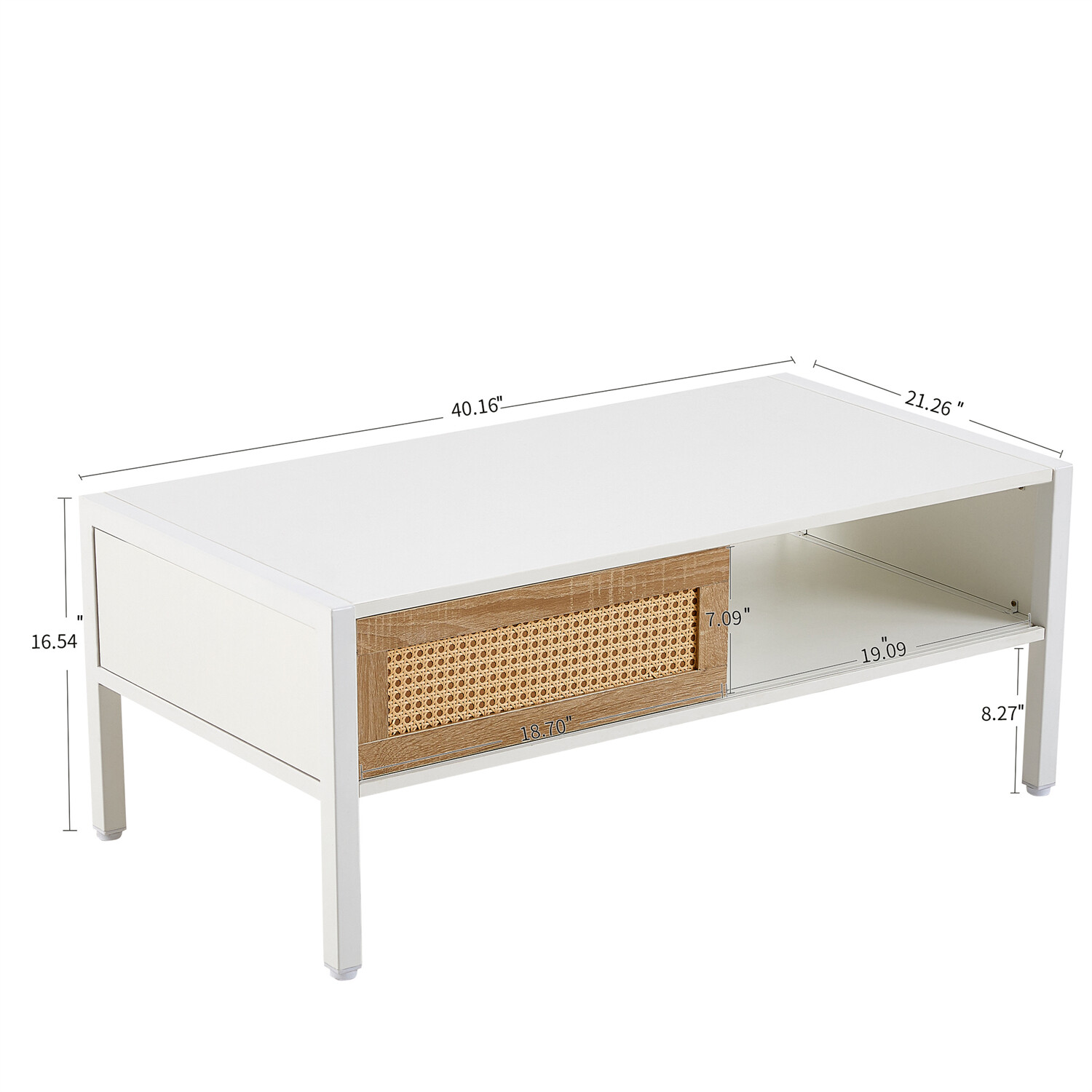 40″ Coffee Table Center Cocktail Table Rattan Side End Table for Living Room US