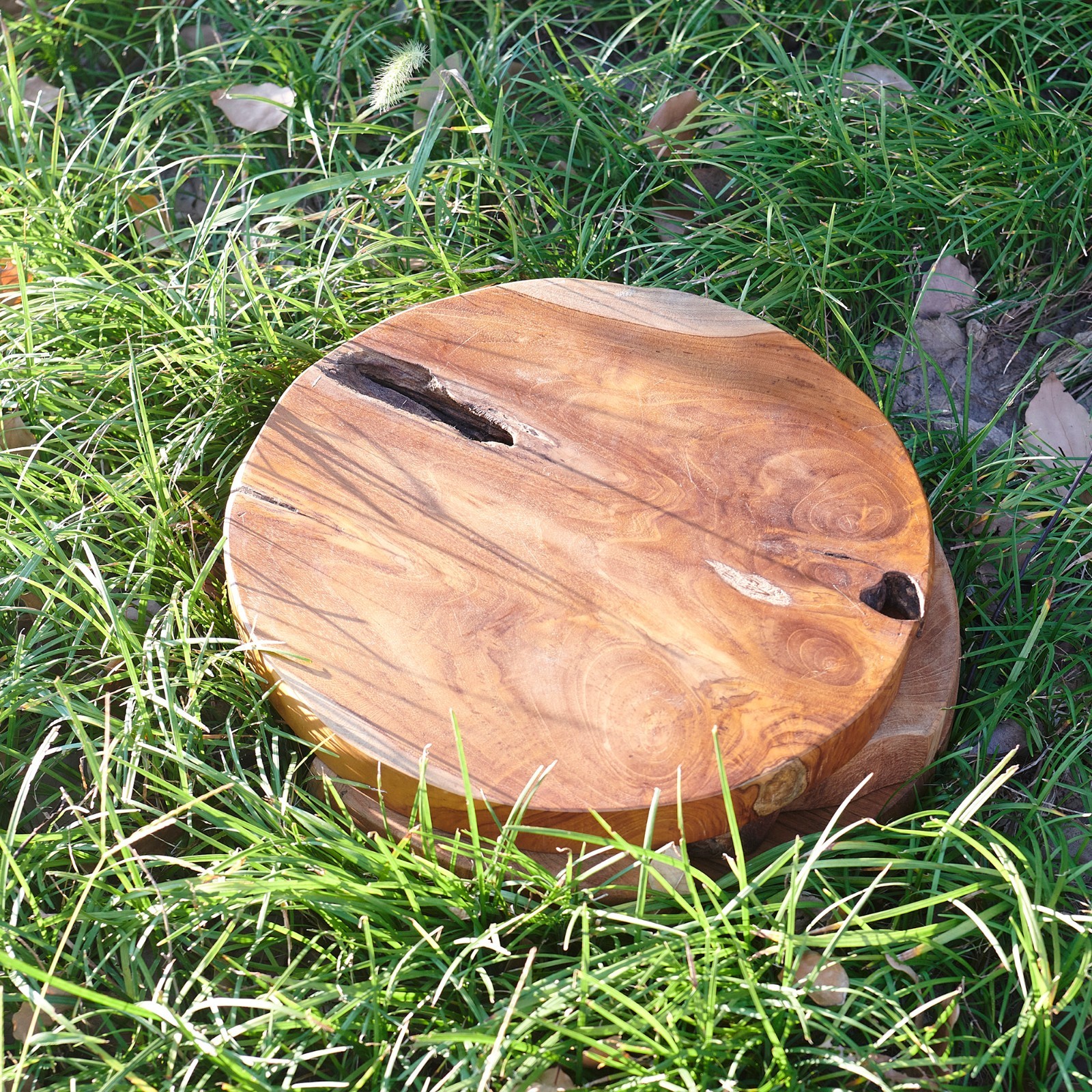 Rustic Natural Round Teak Wood Slab Table Top DIY for Side End Table Home Decor