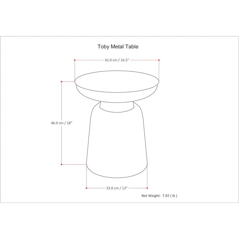 Toby Metal Table – 17 inch Wide Solid Iron Drum Accent Table in Antique Copper
