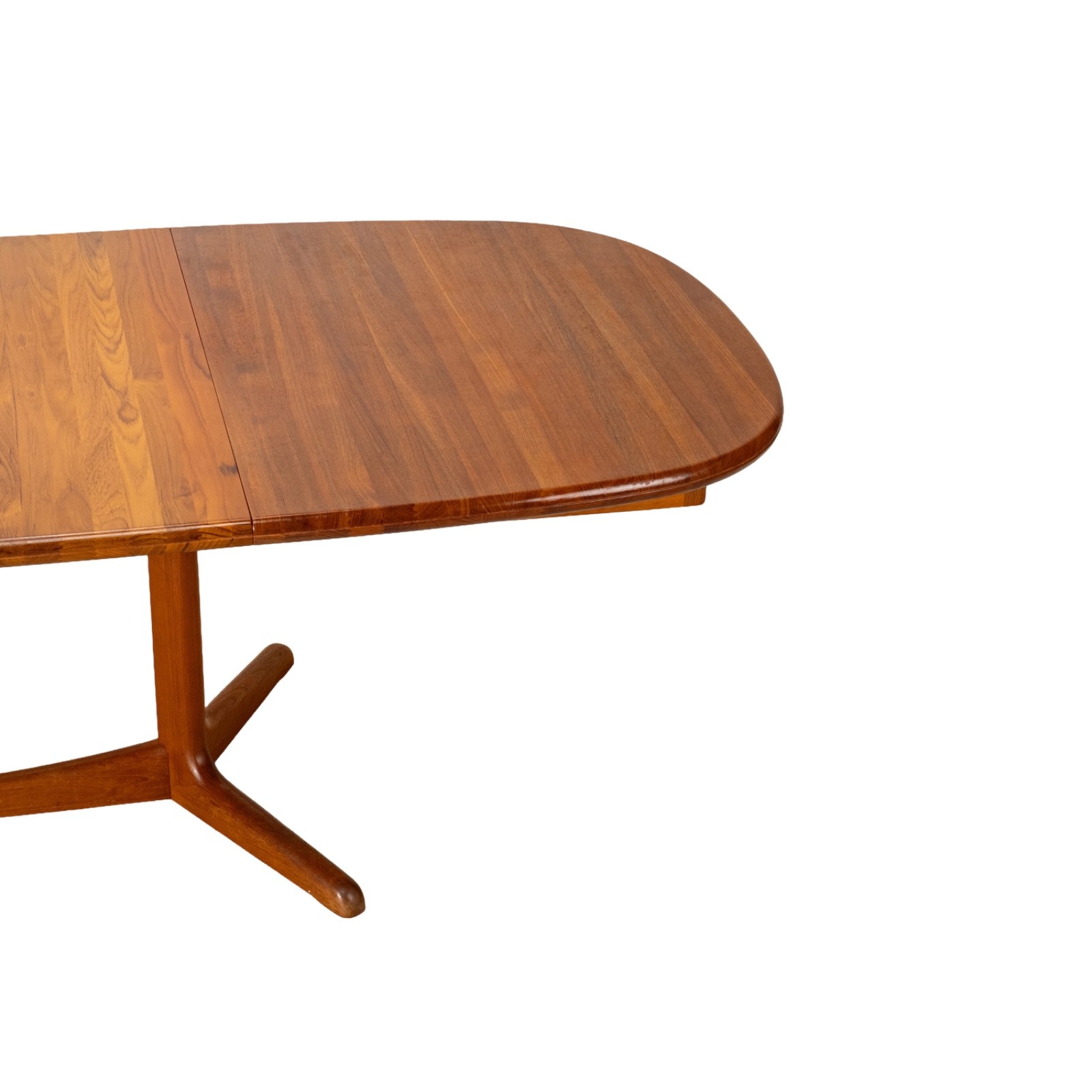 D-Scan Danish Modern Solid Teak Expandable 102″ Dining Table W/ Two Leafs