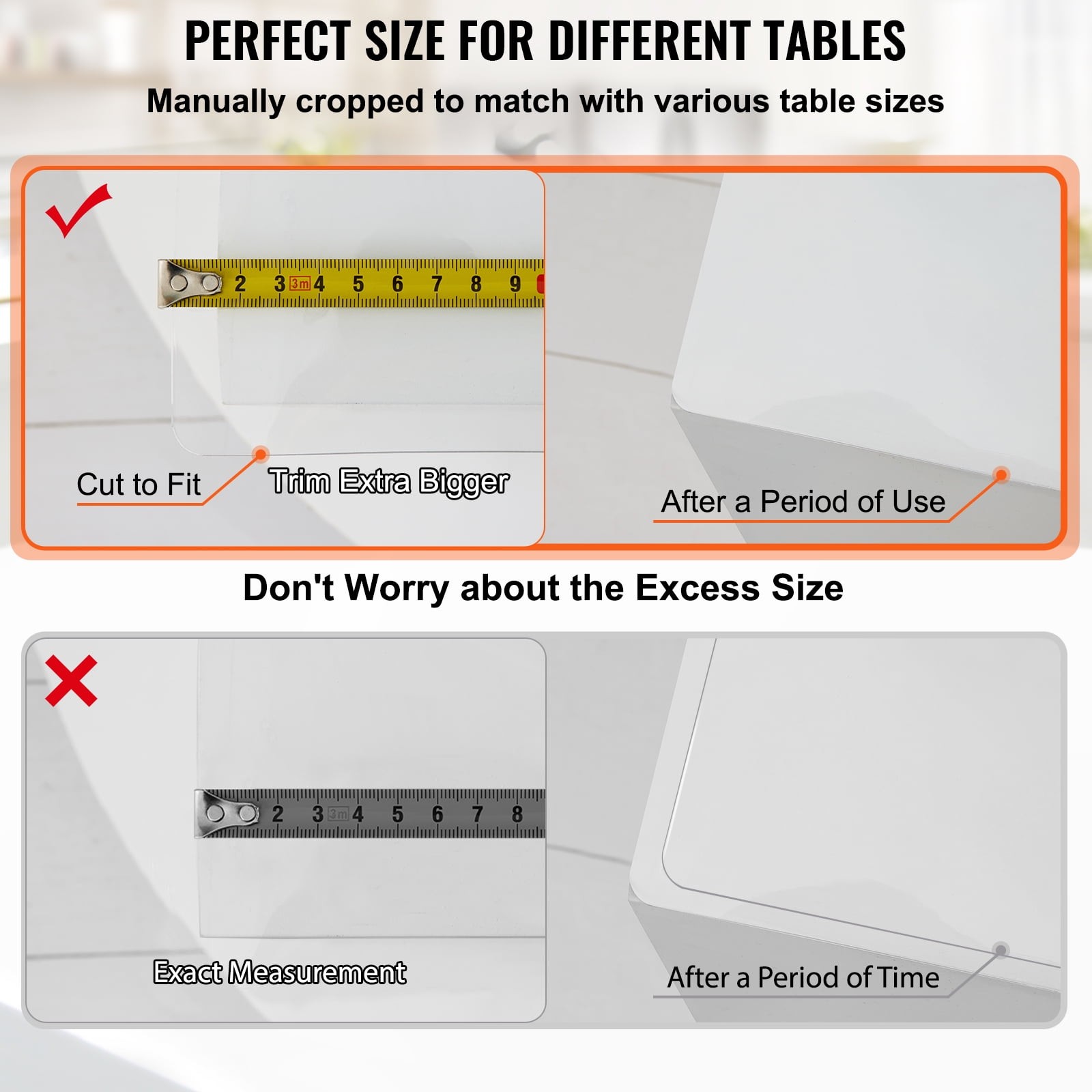 PVC Table Shield Dimensions 46″x96″x0.08″ Transparent Rectangle Desk Guard Clear
