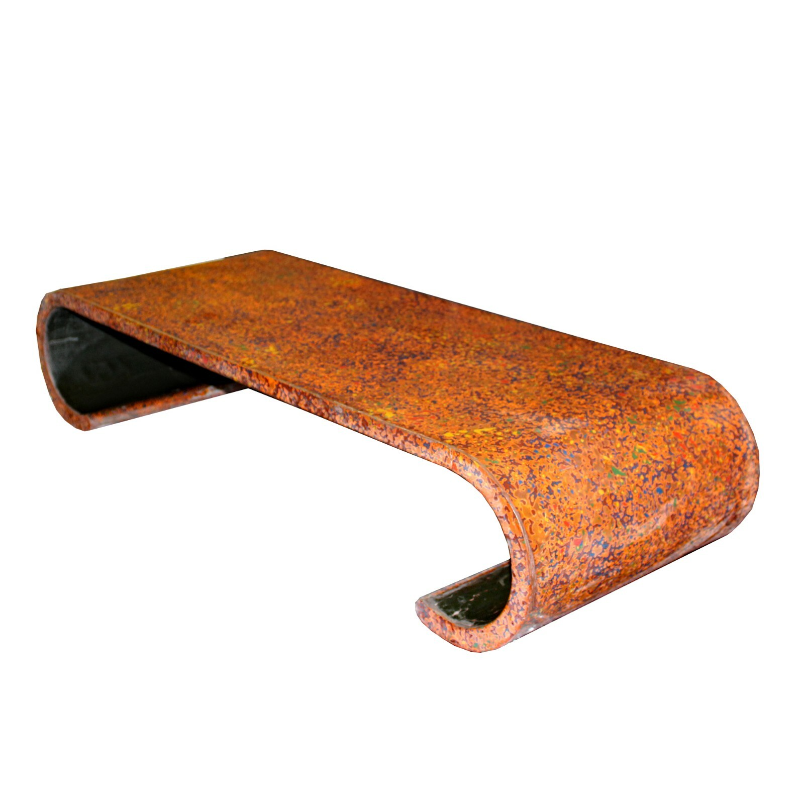 Handmade Orange Red Multi-Layer Lacquer Wood Scroll Low Table Stand cs5483