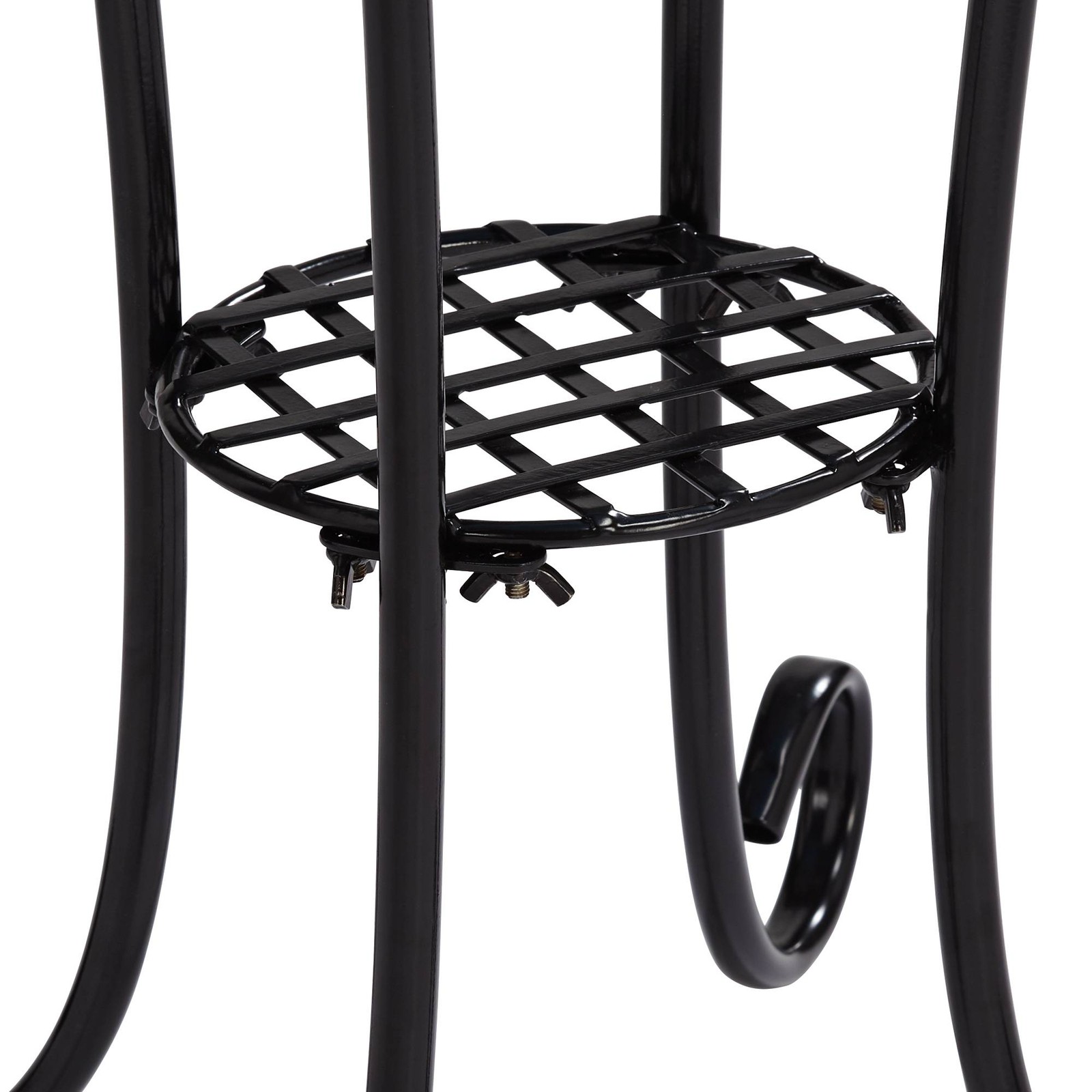 Modern Black Round Outdoor Accent Table 14″ Wide Brown Sunburst Mosaic for Porch