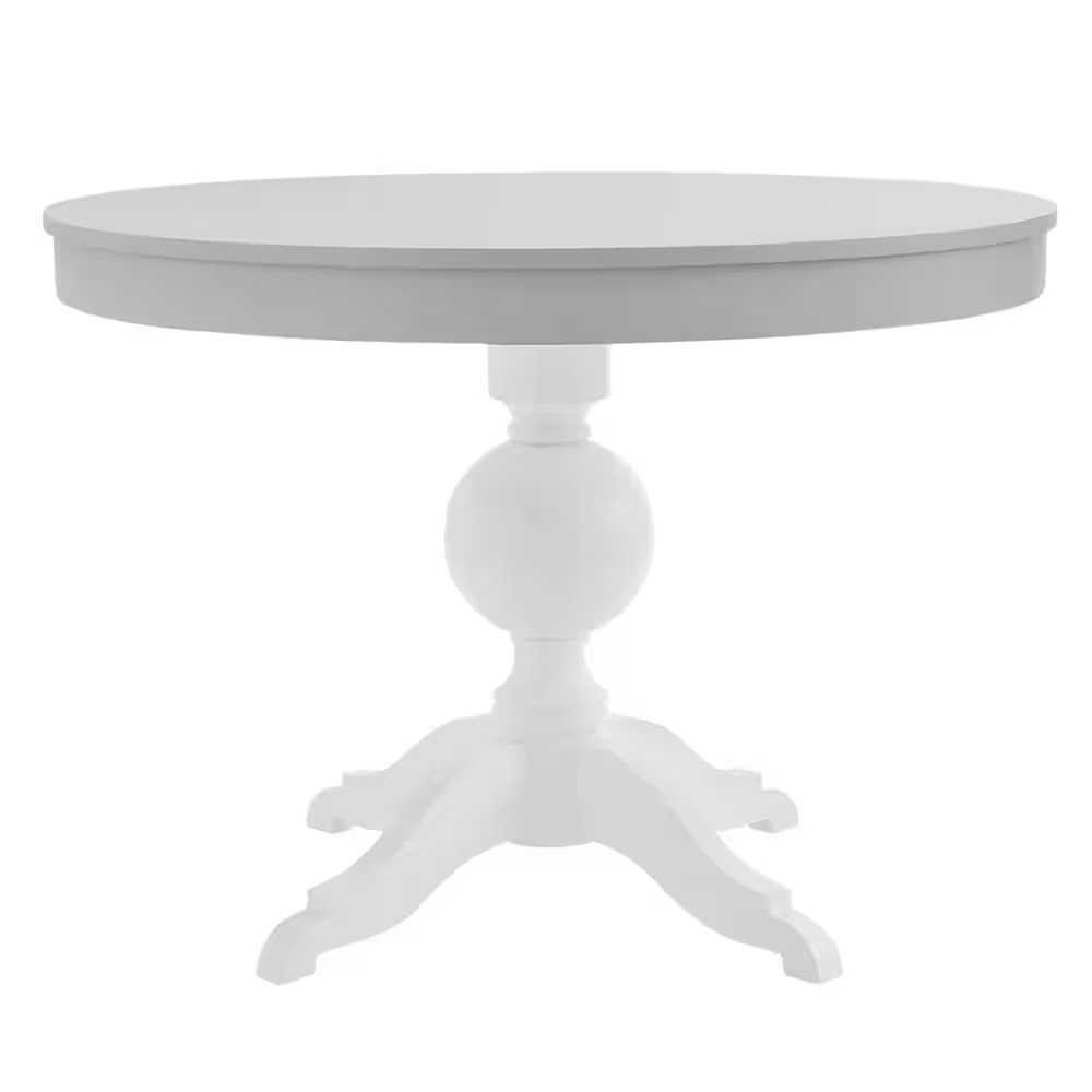 Round Pedestal Unfinished Natural Pine Wood Table for 4 (42 In. L X 29.75 In. H)