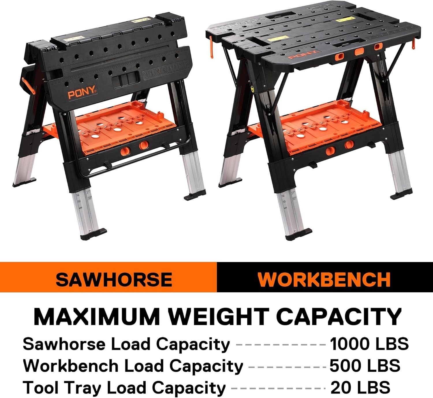 Portable Folding 2-in-1 Workbench & Sawhorse – Lightweight & Multifunctional