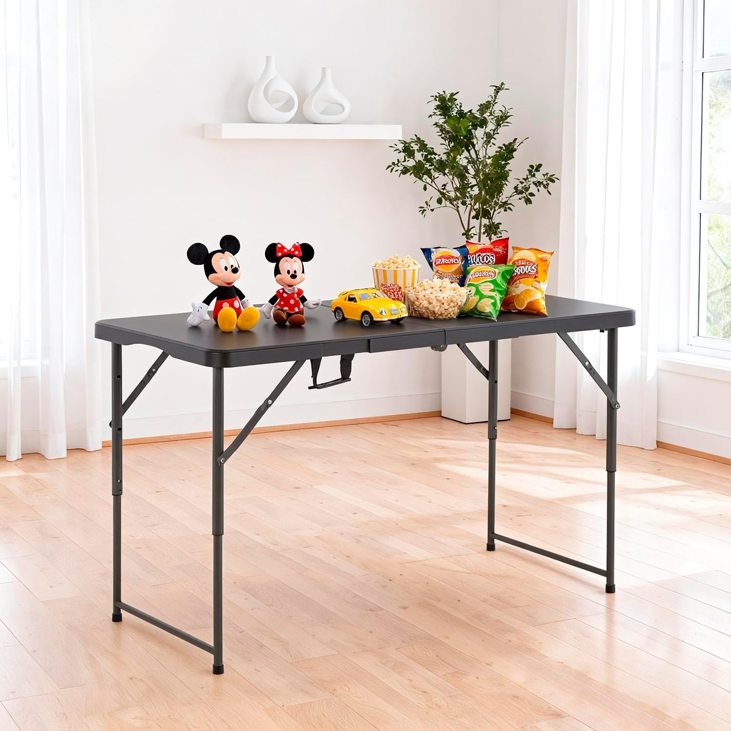 4FT Folding Table Half Portable Foldable Table Picnic Table for Office Home Camp