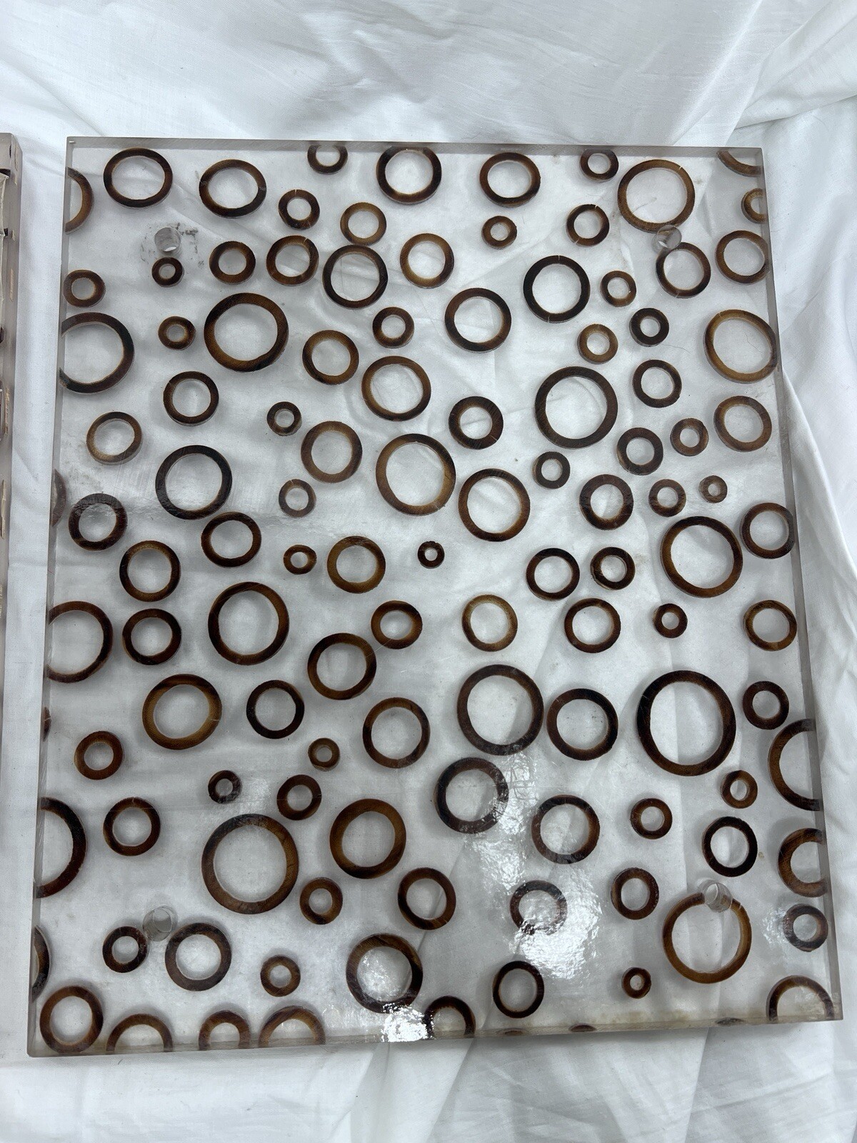 3 Sheets Natural Bamboo Rings In Clear Resin Wall Art, Table Top, Window Panel