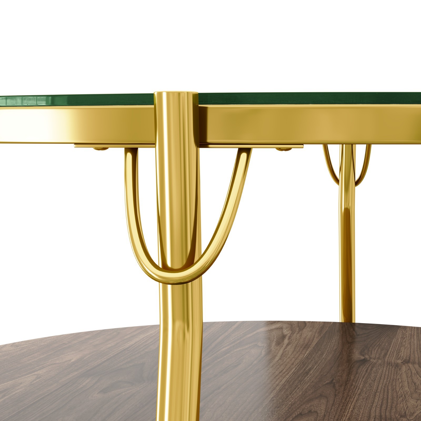 Modern Round Coffee Table Center Table w/ Tempered Glass Tabletop Gold Metal Leg