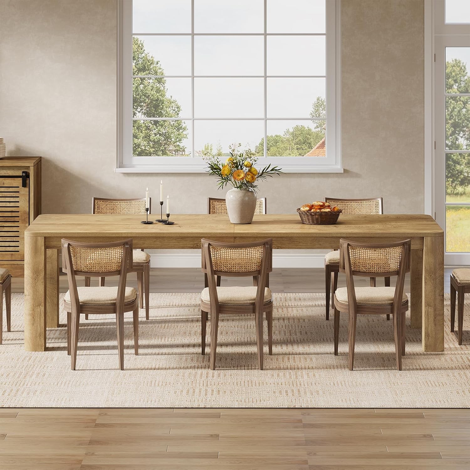 79Inch Extra Long Dining Table for 6-8 Poeple Large Farmhouse Wood Kitchen Table