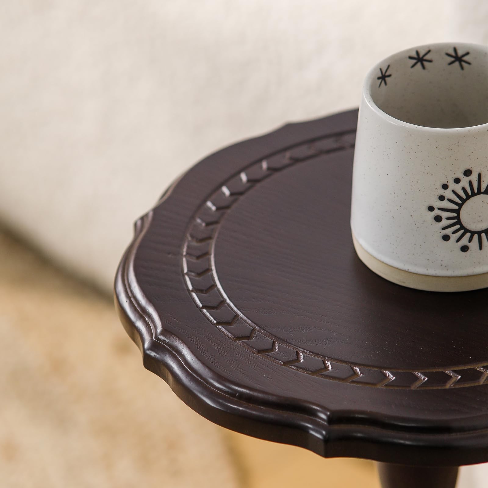 100% Solid Wood Round Side Table, Small Drink Table for Small Spaces, Modern …