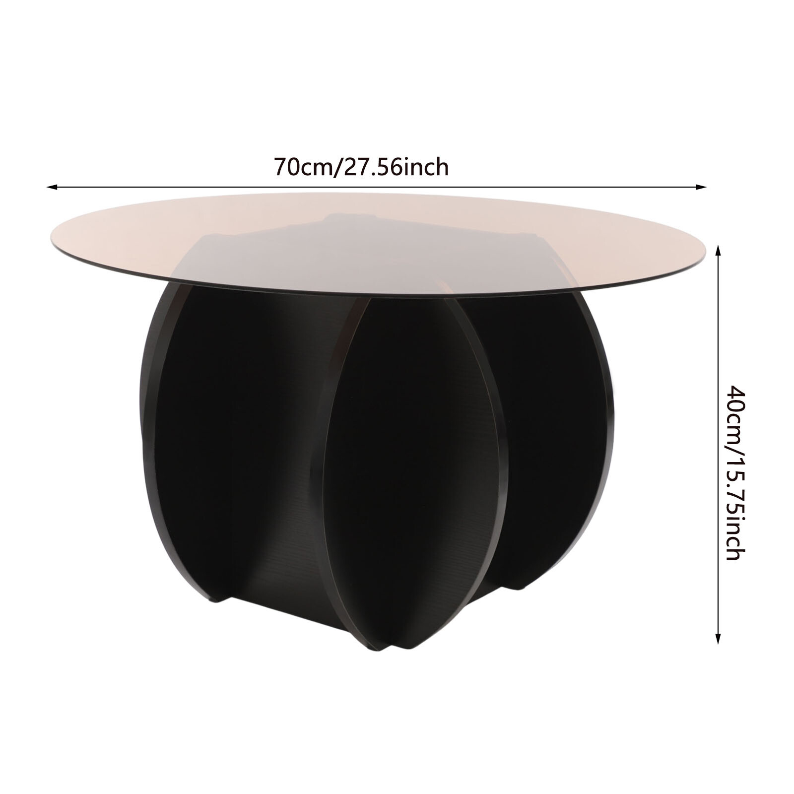 31″ Round Glass Tabletop Coffee Table Unique Circle Center Table with Wood Base