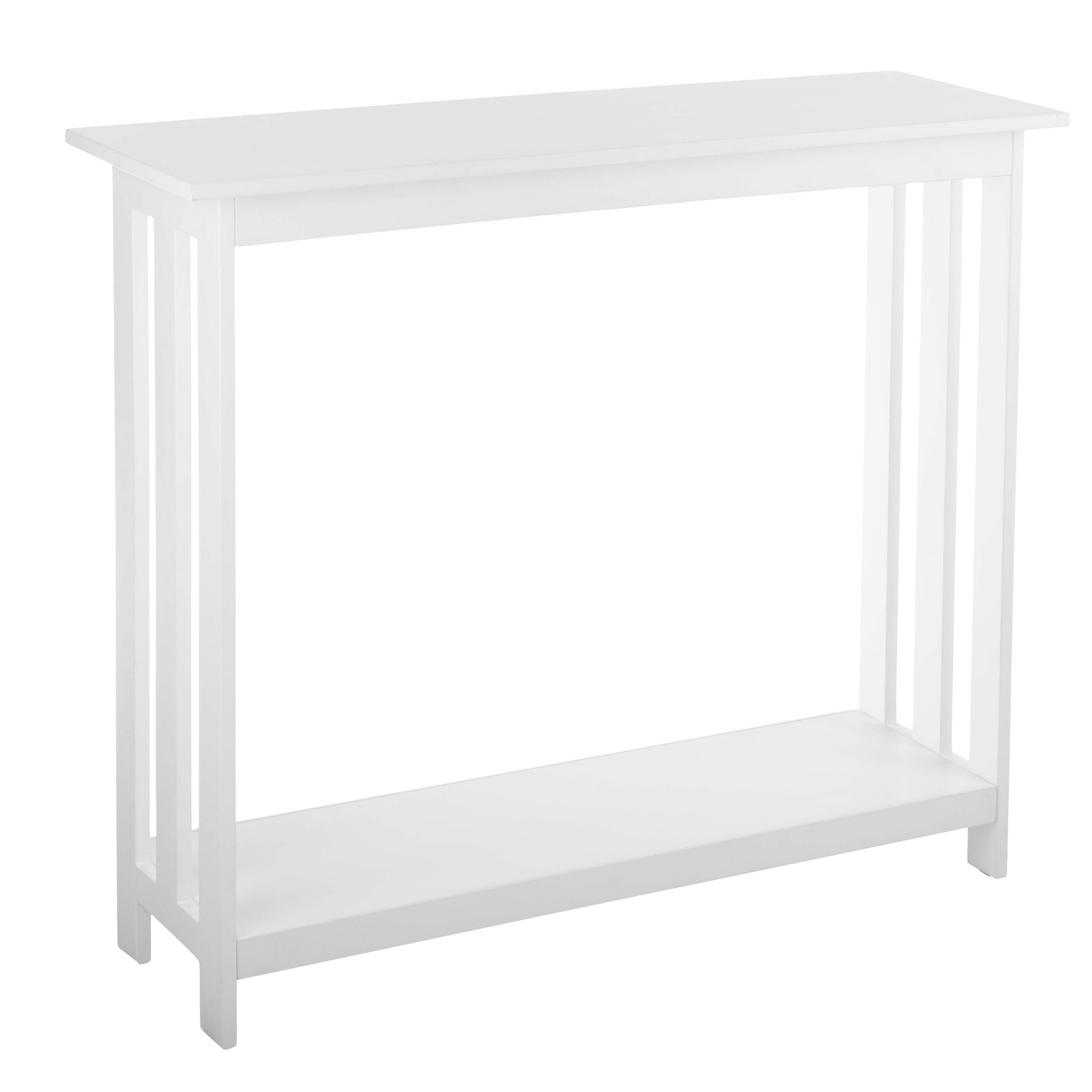 Console Table 39×11.8in Narrow Table 2-Tier Sofa Table with Storage Shelf, White