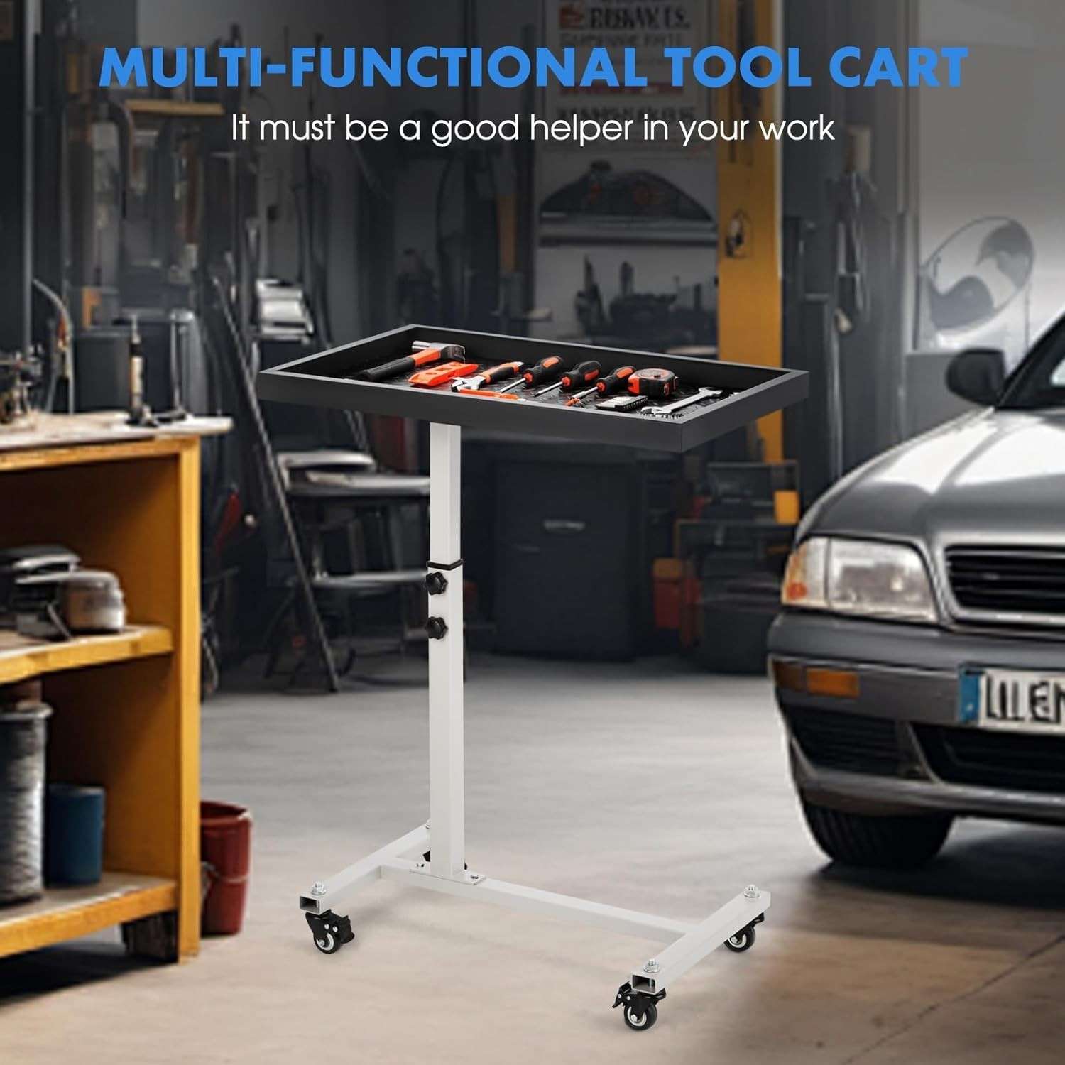 Ergonomic Rolling Tool Tray Table – 220LBS Capacity Adjustable Height Workbench