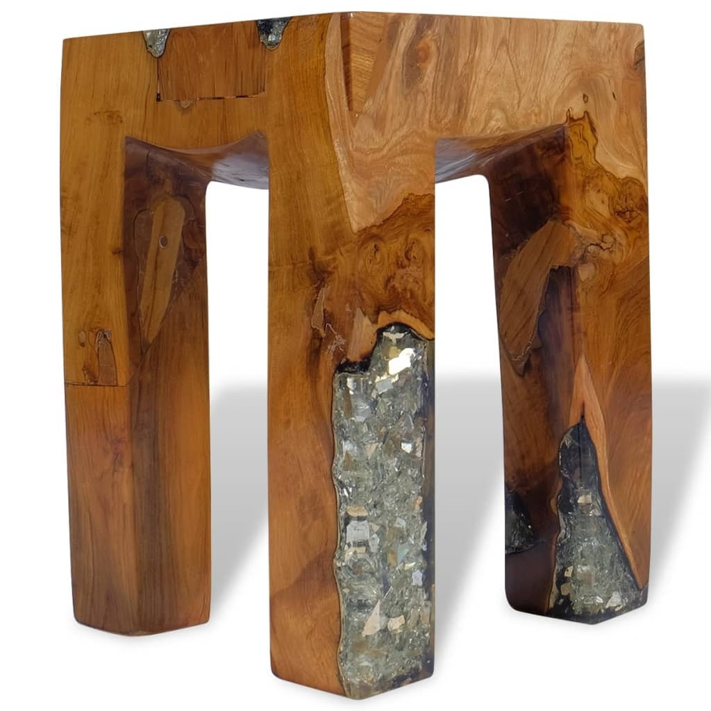 Stool Solid Teak Wood and Resin