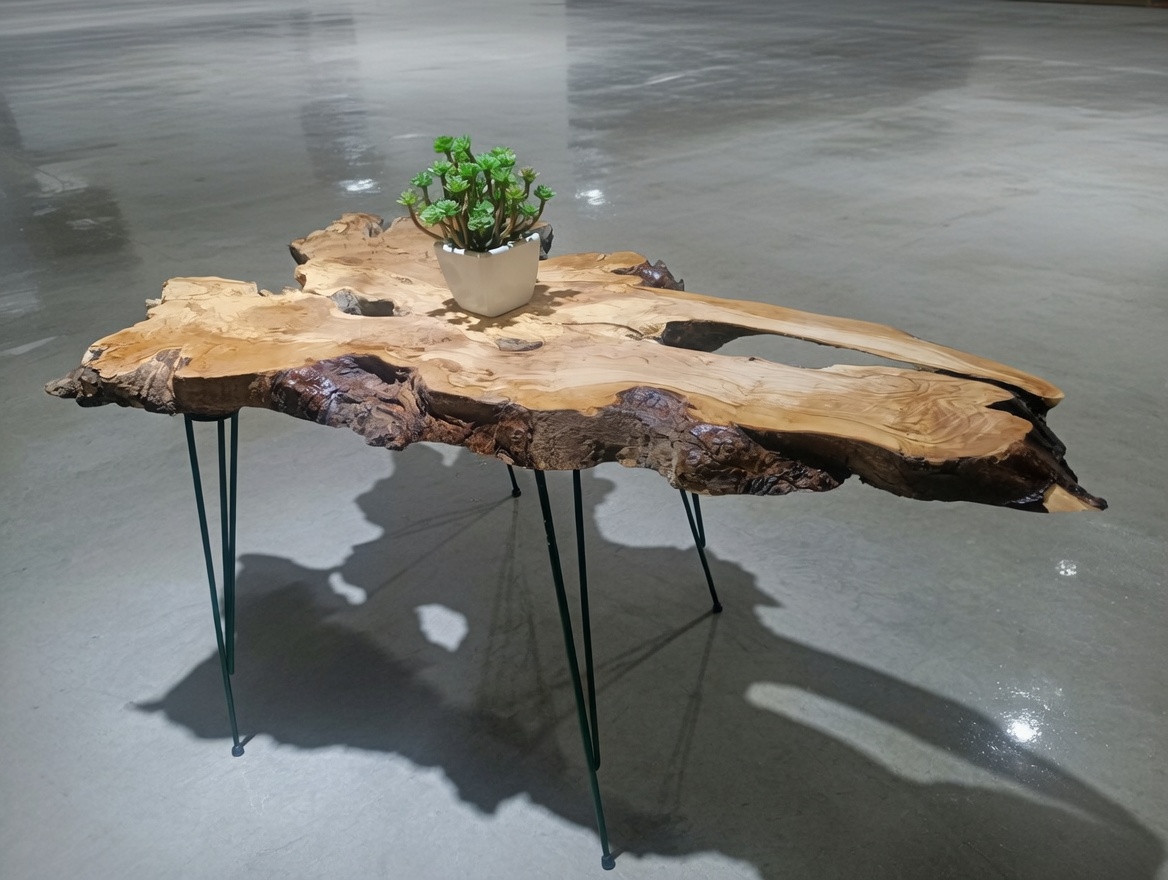 Live Edge Center Table Rustic Coffee Table Natural Olive Root Solid Wood