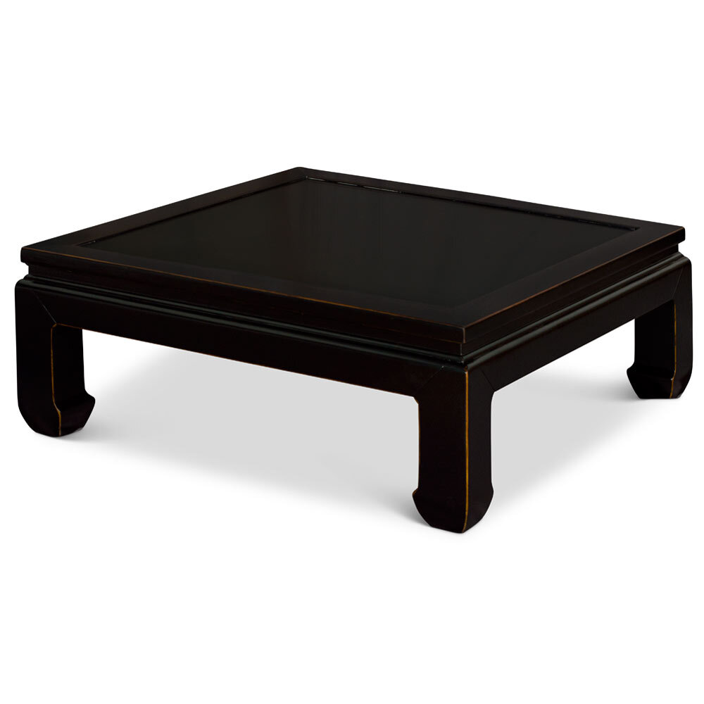 US Seller Distressed Black Elmwood Chinese Ming Style Coffee Table