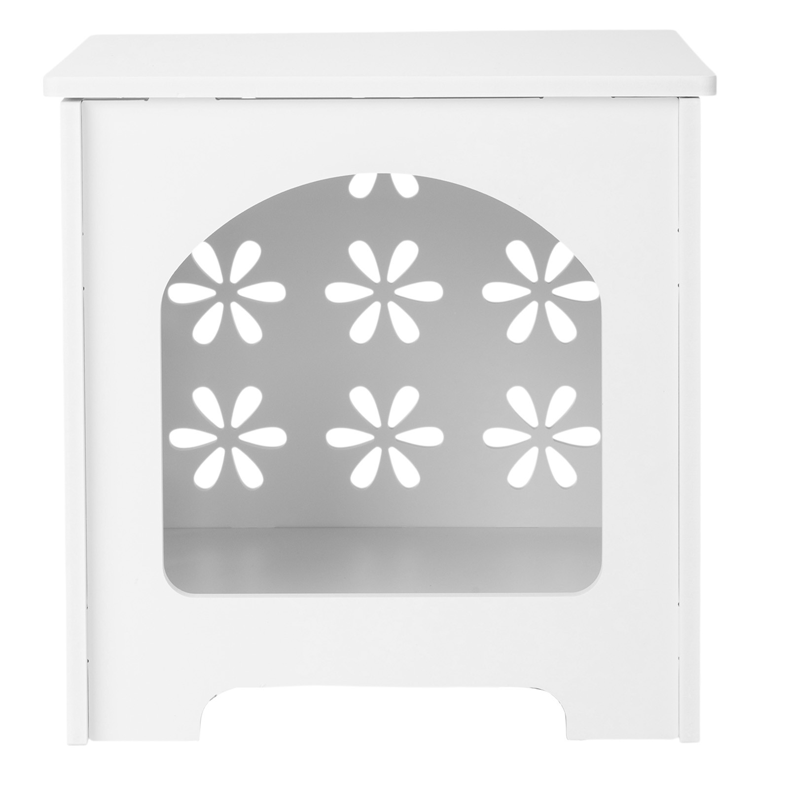 Side Table Nightstand End Table with Floral Design Arch Opening Bedside Table