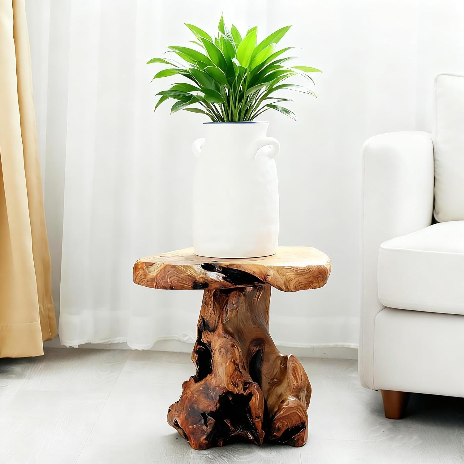 13.8″ Cedar Stump Stool Natural Wood Side Table Live Edge Coffee Table