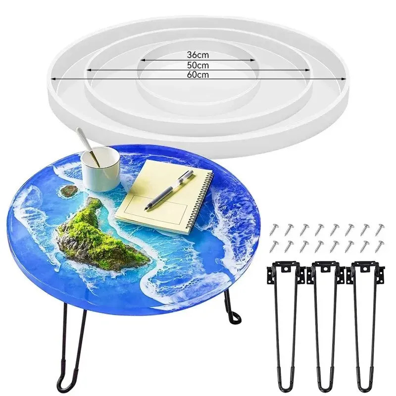 60cm Ocean Big Round Rectangle Table Resin Mold Oversize Round Table Ornaments R