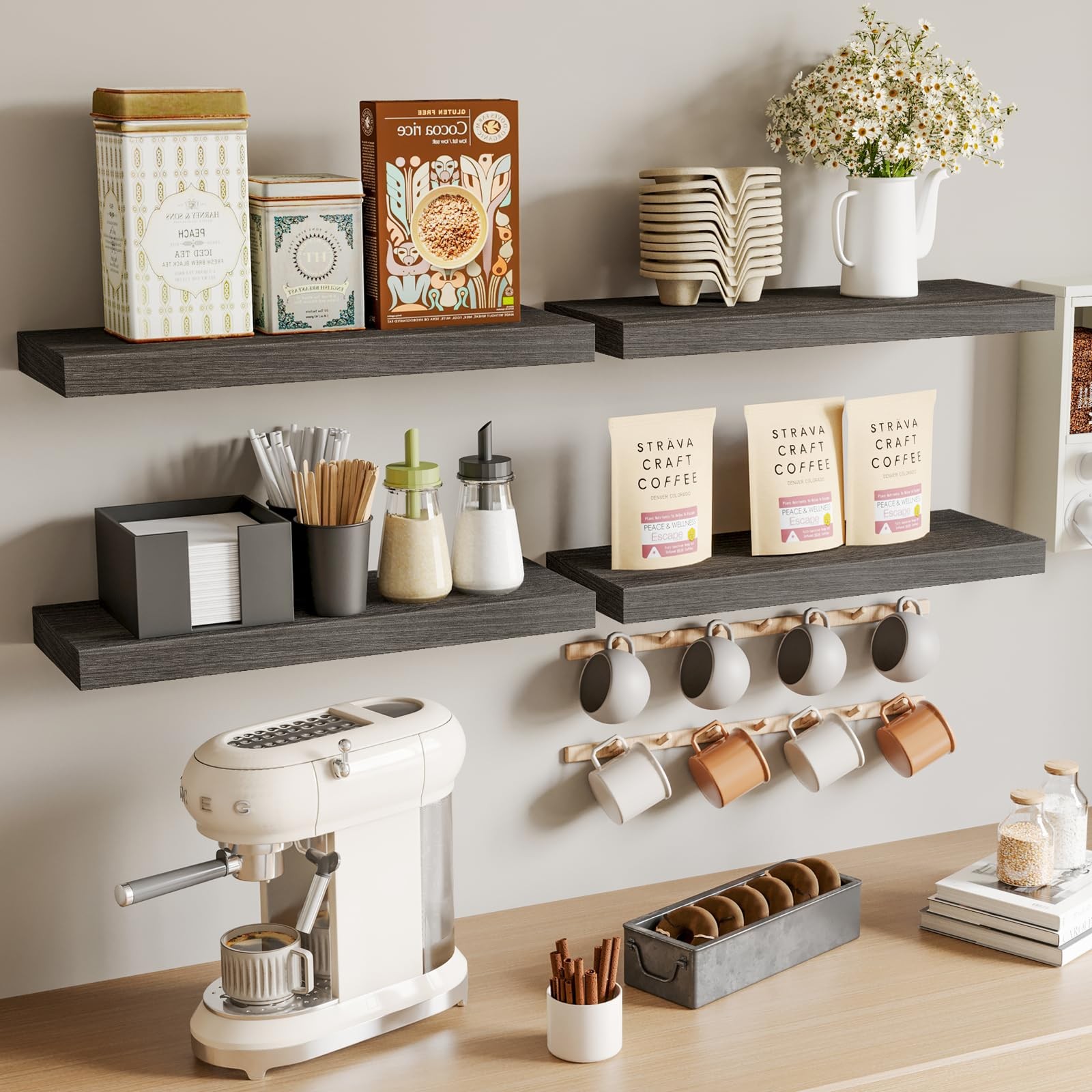 Fixwal 15.8in Floating Shelves, 15.8 Inches X 5.5 X 1.2 Inches, Grey