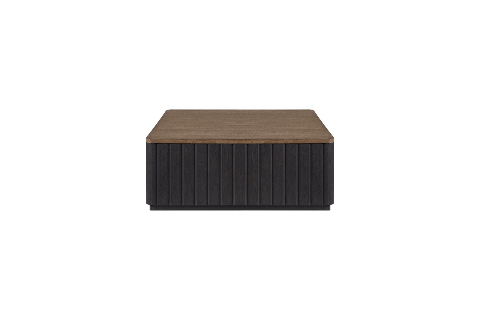 (Solid wood + MDF) Modern design cocktail table with casters – black, elm veneer
